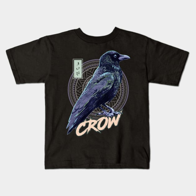 Crow - Black Kids T-Shirt by Thor Reyes